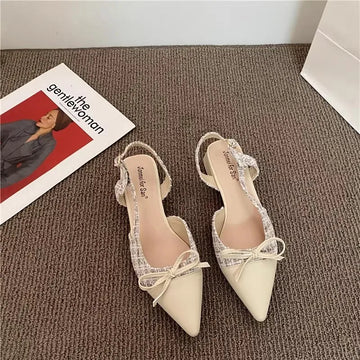 Xajzpa New Style Luxury Women's Closed Girls Bowknot Low High Fashion Stiletto Pointed Toe Buckle High Heels Party Prom Shoes
